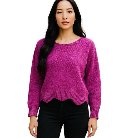 NWT ByDesign Small Chenille Pink Scoop Neck Sweater - Picture 1 of 9